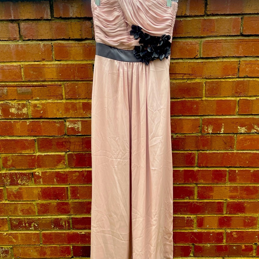 H&M blush pink dress with dark grey floral details